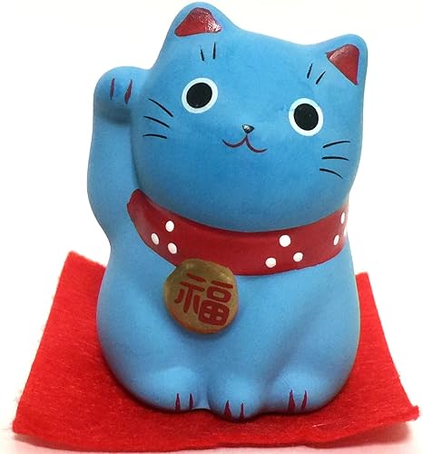 M-RO Maneki Neko Lucky Cat Azul