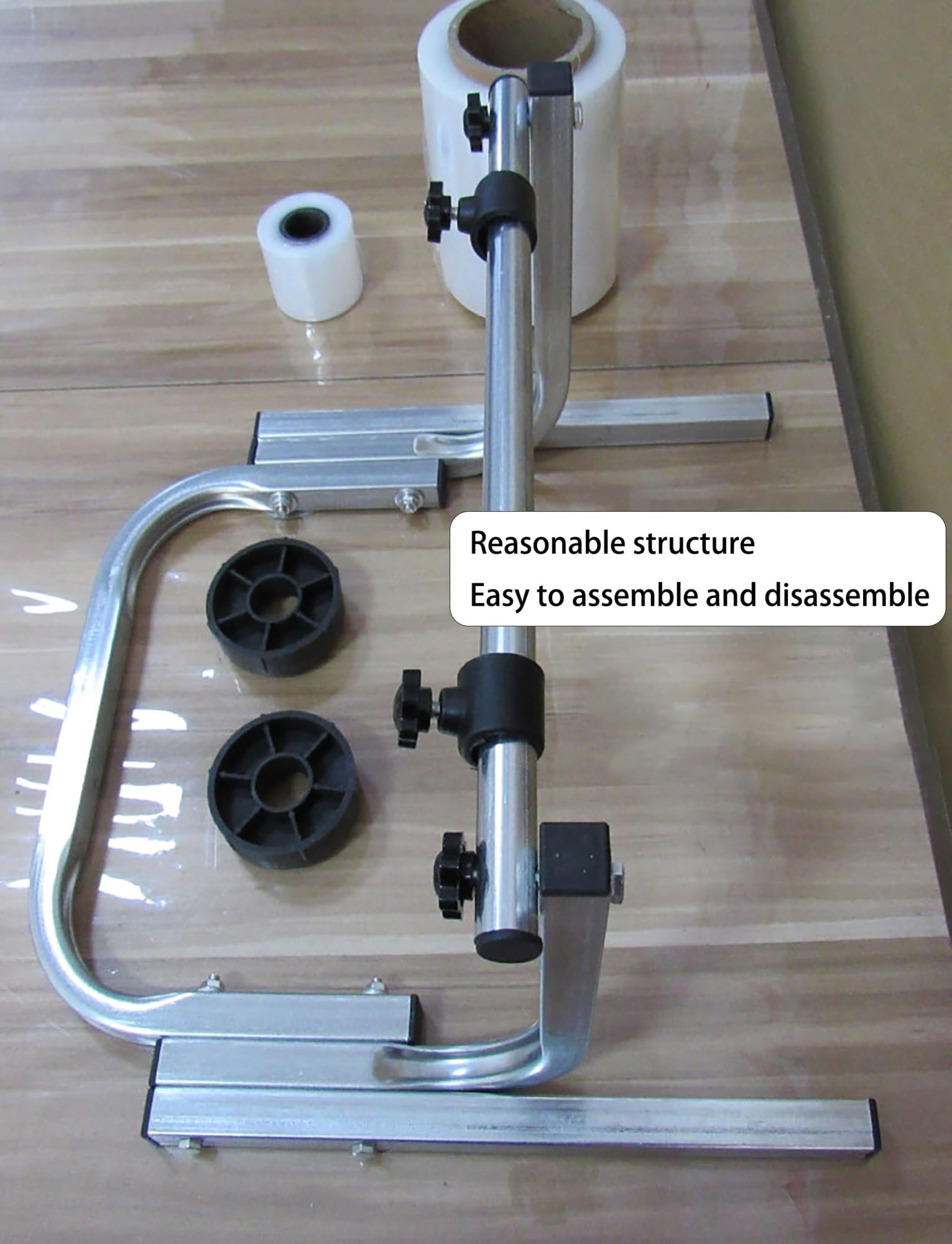 Dispenser Interamente in Metallo per pluriball e Pellicola Estensibile, Porta Rotolo in Acciaio zincato Resistente per Magazzino e spedizioni (H: 35 cm, 80 cm/31,5 Pollici)