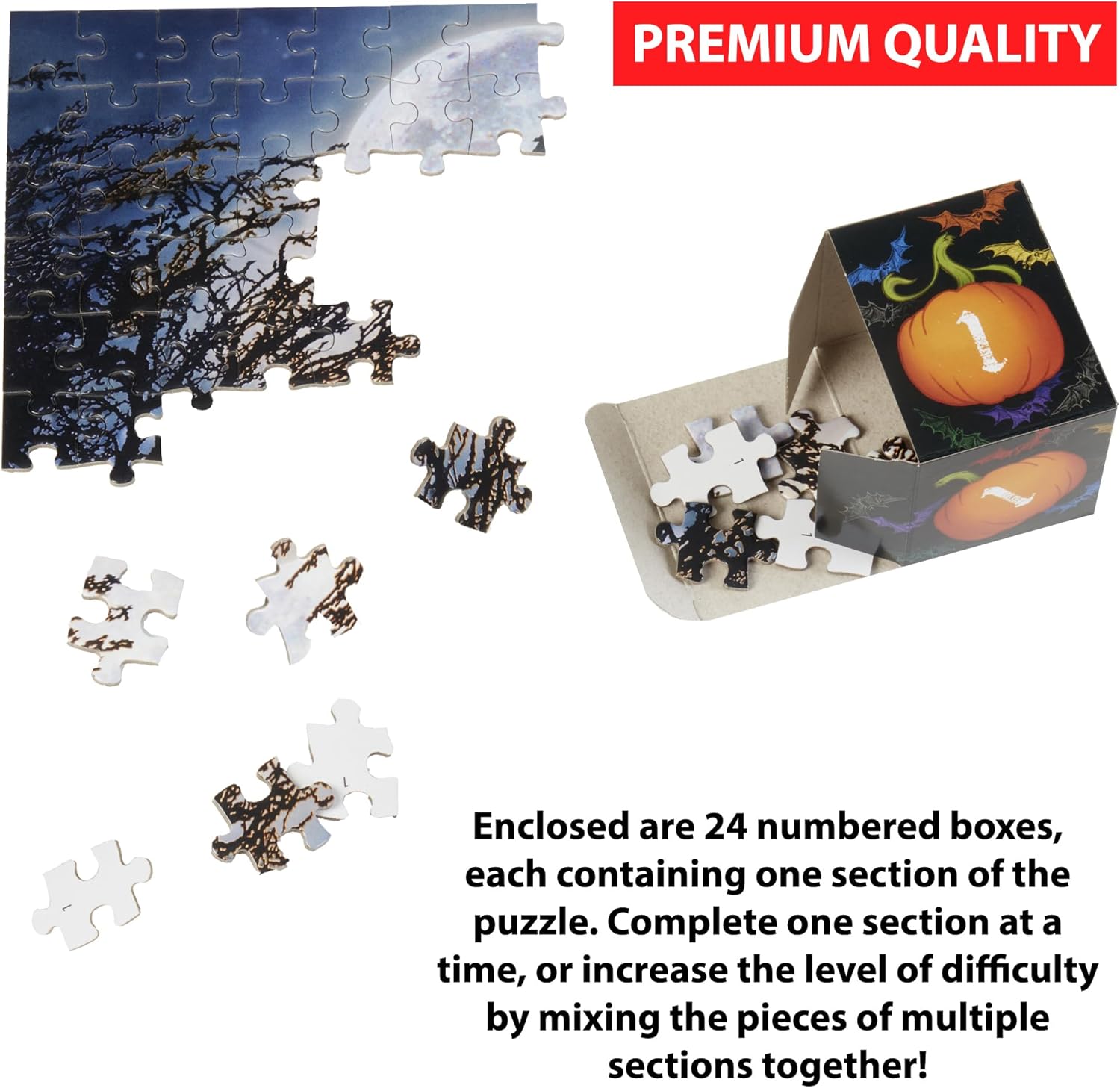 Count Down to Halloween Puzzle - Halloween Nightmare Simple Sections® Jigsaw Puzzle - 1000 Pieces - 24 Sections to Complete - 2026 Advent Calendar for Fall
