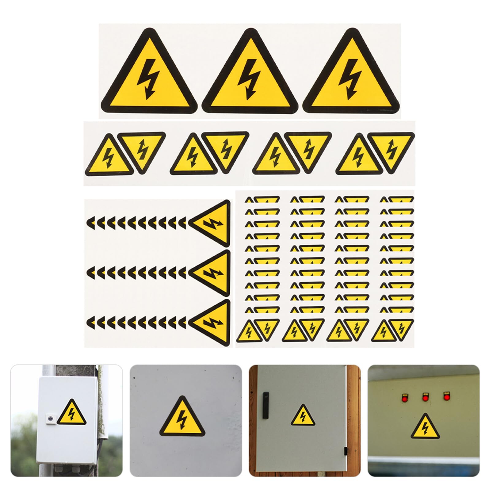 Autocollants Avertissement Danger Électrique Lot de 24 en PP Jaune