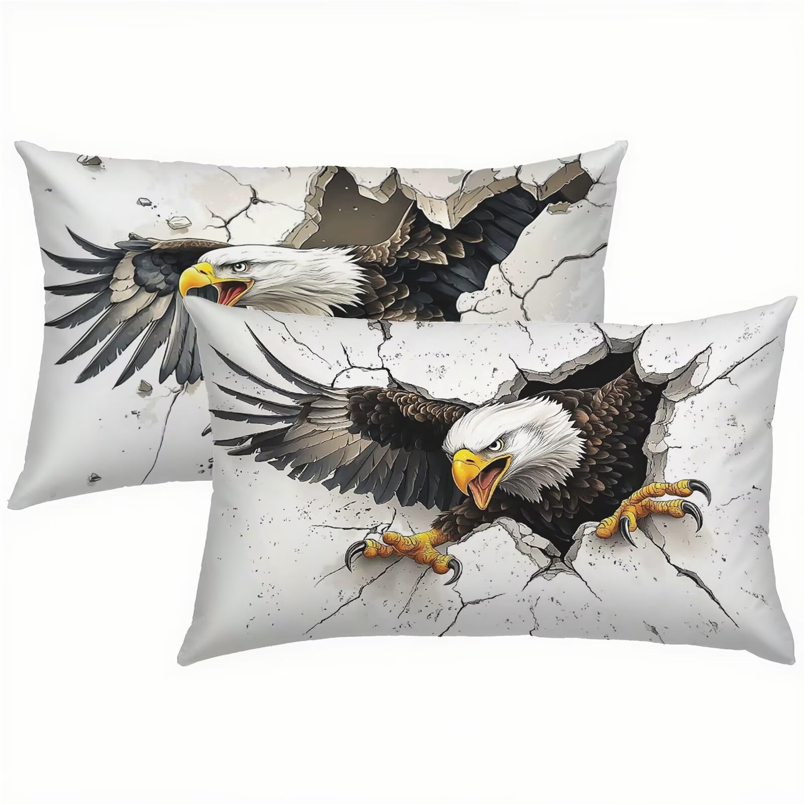 Animal Taie Oreiller 70x90 Housse Coussin Velours Aigle Lot de 2, Taies d'oreiller Luxueuse et Rafraîchissante, Housse de Coussin Exterieur Impermeable, Coussin Decoratif pour Canapé, Salon S6-708