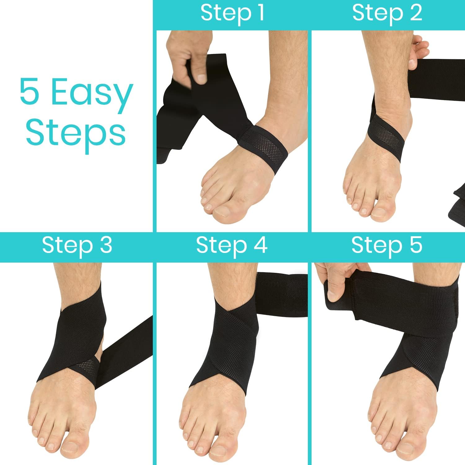 Vive Ankle Wraps (Black) : Health & Household