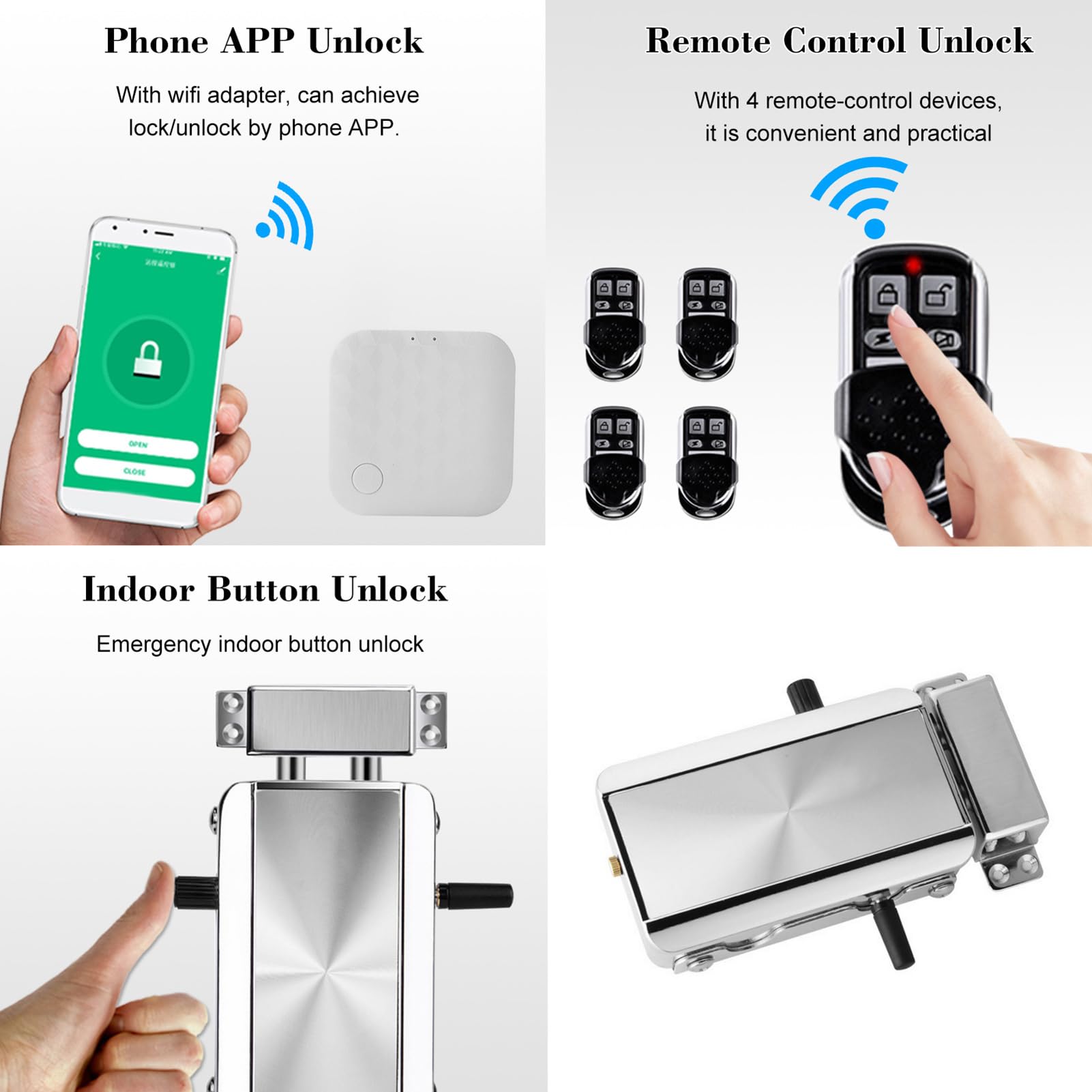 HUIOP Kit de verrouillage de porte WiFi Smart Home/SmartLife Télécommande Entrée sans clé Verrou électronique Smart Wireless Anti-vol Deadbolt Access Control System for Home Hotel Apartment,applicat