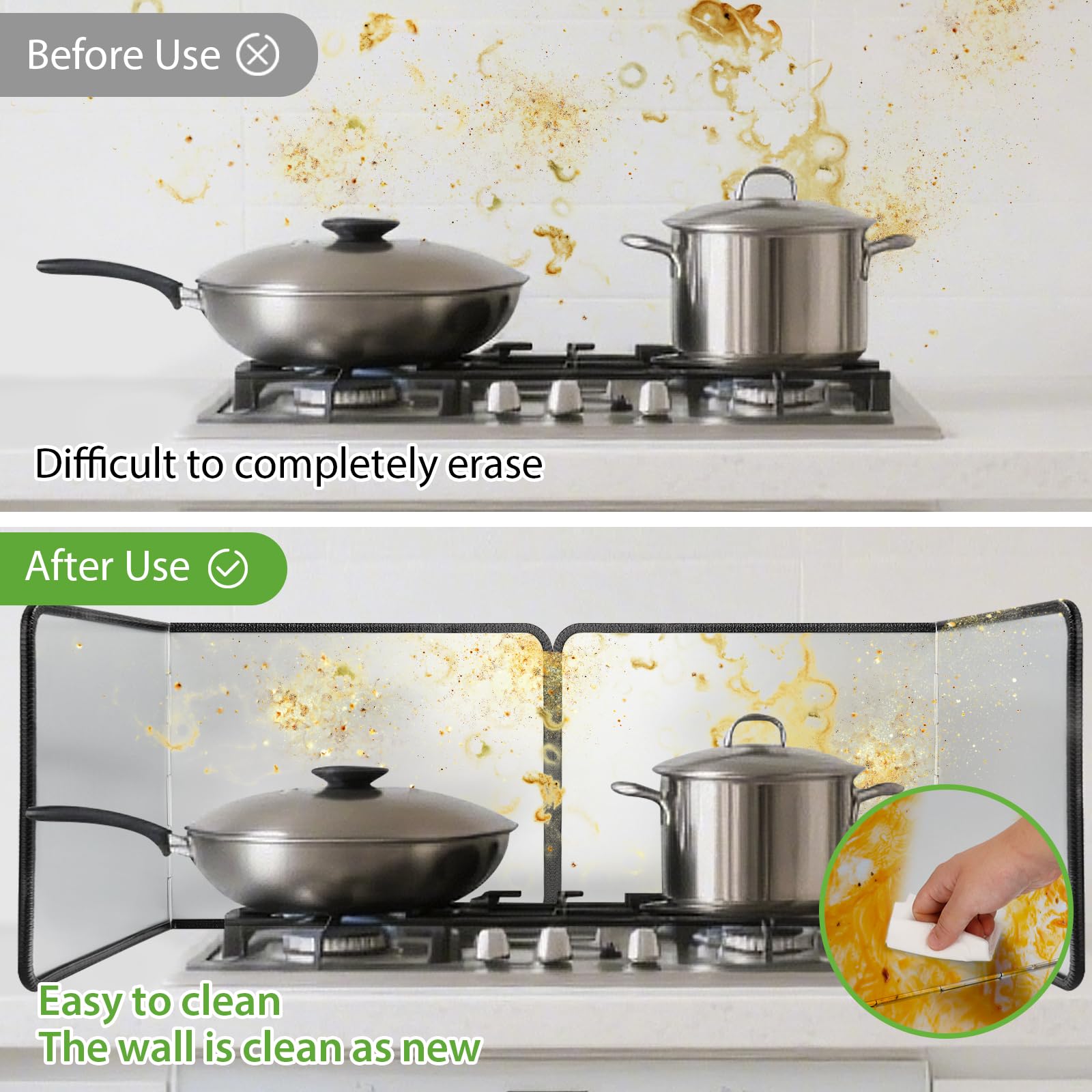 LIYI929GP Plaque Anti Projection Cuisine Pliable, Protection D'écran Pour Cuisinière Evêtement Anti-adhésif Nettoyage Facile Protection Anti-Graisse, Lavable Protection D'écran Anti-éclaboussures