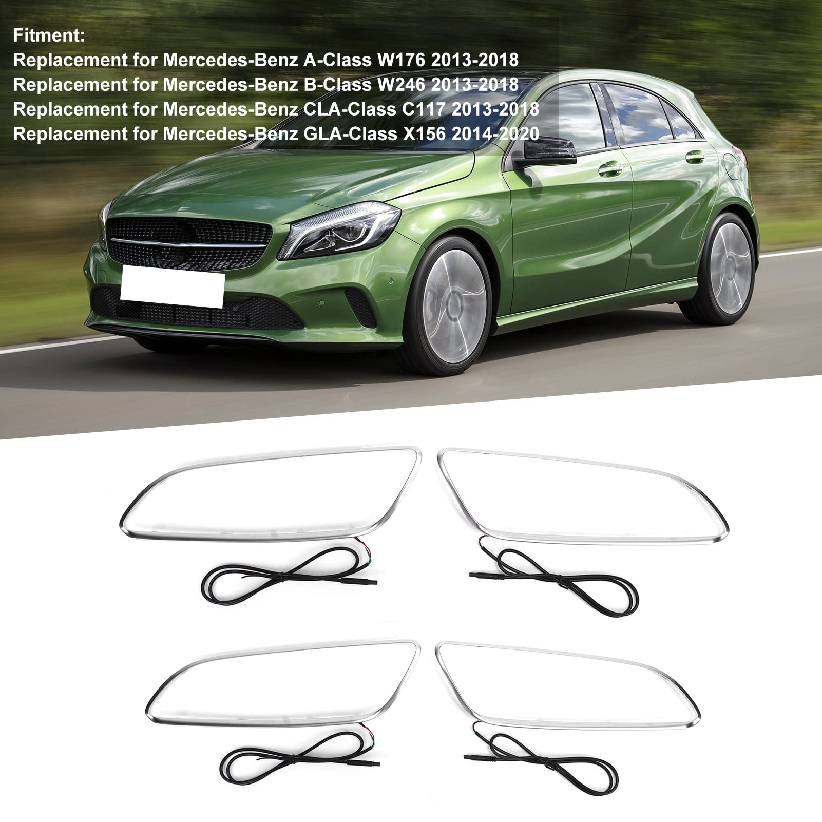 Tira de Luces LED para Coche Kits de Tiras Inalámbricas de Iluminación Ambiental LED para Coche de 12 Colores de Repuesto para Benz a B Cla GLA-Class W176 W246 C117 X156 2013-2018