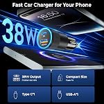 USB C Car Charger,Ancekoy 38W Dual Port Car Charger USB C Fast Charge,1-Pack Cigarette Lighter Adapter Plug USB Phone Car Charger for iPhone 16 15 14 13 12 11 Pro Max,Samsung Tablet S24 S23 S22 A15