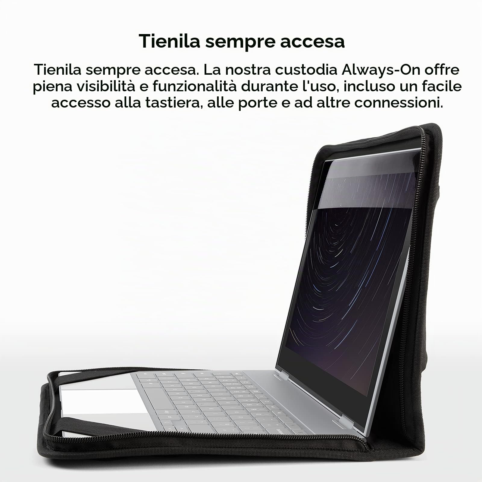 Belkin Custodia Always-On per Laptop, Compatibile con Notebook, Tablet, Chromebook, iPad e altri Dispositivi da 11'' a 12'', Protezione per Laptop, include 2 Tasche, Nero