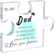 Father Day Gift for Dad from Daughter Son, To My Dad Acrylic Puzzle Plaque, Birthday Gifts, Puzzle-Shaped Desk Decor Sign, Daddy Appreciation Gifts for New Dad Stepdad Father