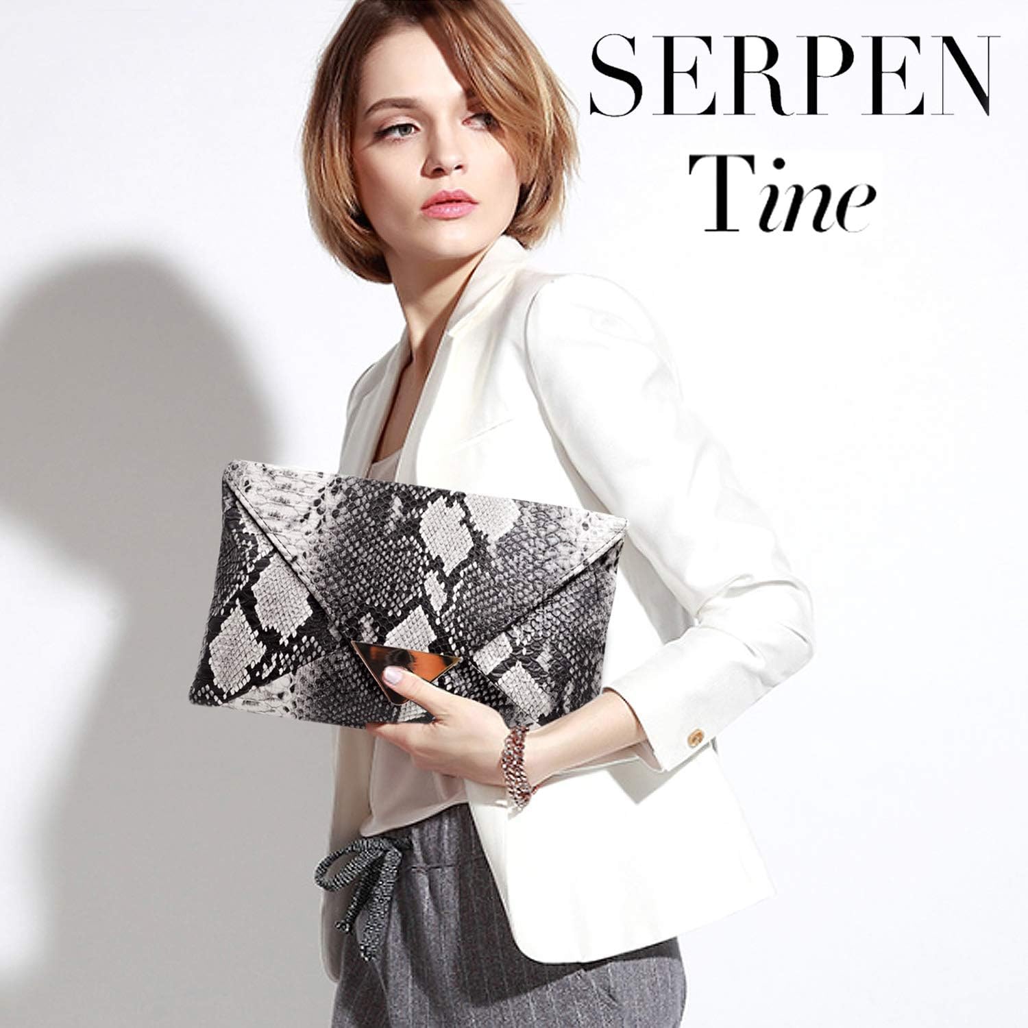 Mily Women's Clutch Bag Messenger Shoulder Handbag Tote Bag Purse-Snakeskin clutch Envelope - Image 6