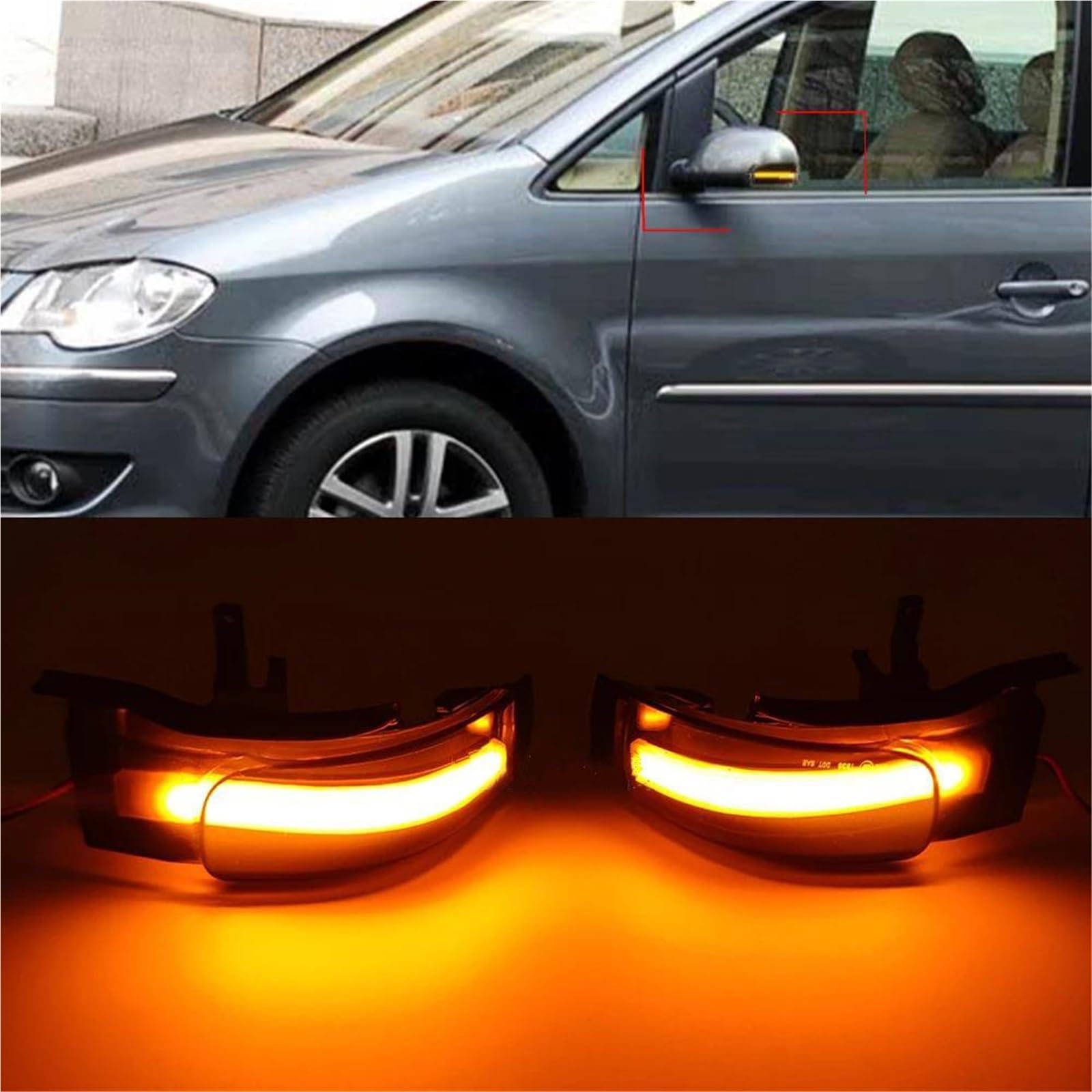 Asistente de Cambio de Carril Luz Intermitente Dinámica para Coche, Luz Lateral, Indicador De Espejo Retrovisor para Touran 1T1 Y 1T2 (febrero De 2003 - Abril De 2009)