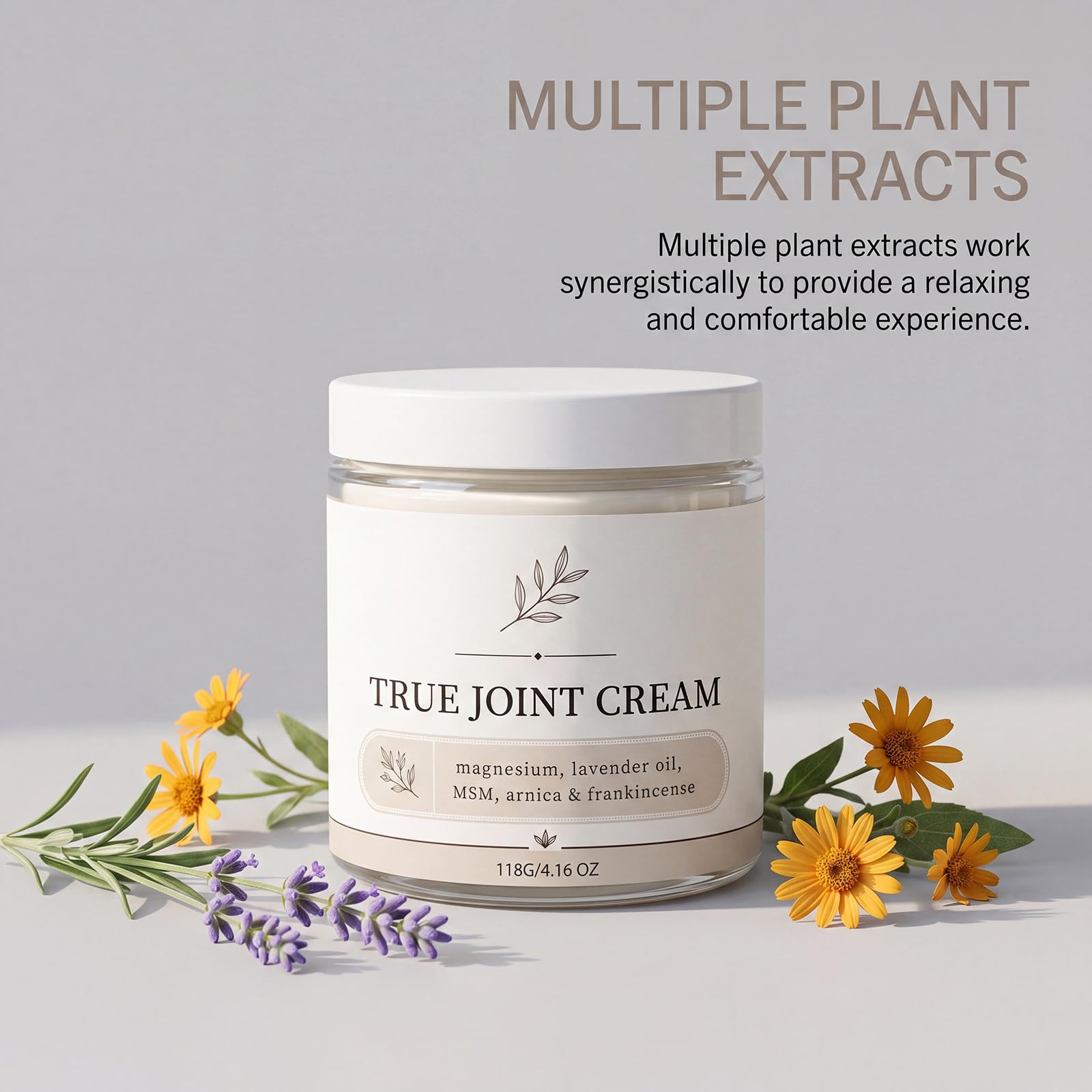 True Joint Cream, krem do ciała z magnezem, arniką i kadzidłem, nawilżający krem do masażu pleców, ramion i łokci, codzienne samopoczucie stawów, szybko się wchłania (6 szt.)