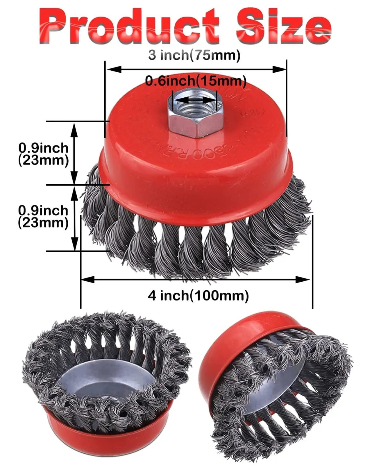 Spazzola circolare filo metallico intrecciato con filettatura M14 da 3/4". | Accessori for smerigliatrice angolare for sverniciatura, rimozione ruggine e sbavatura metalli(B)