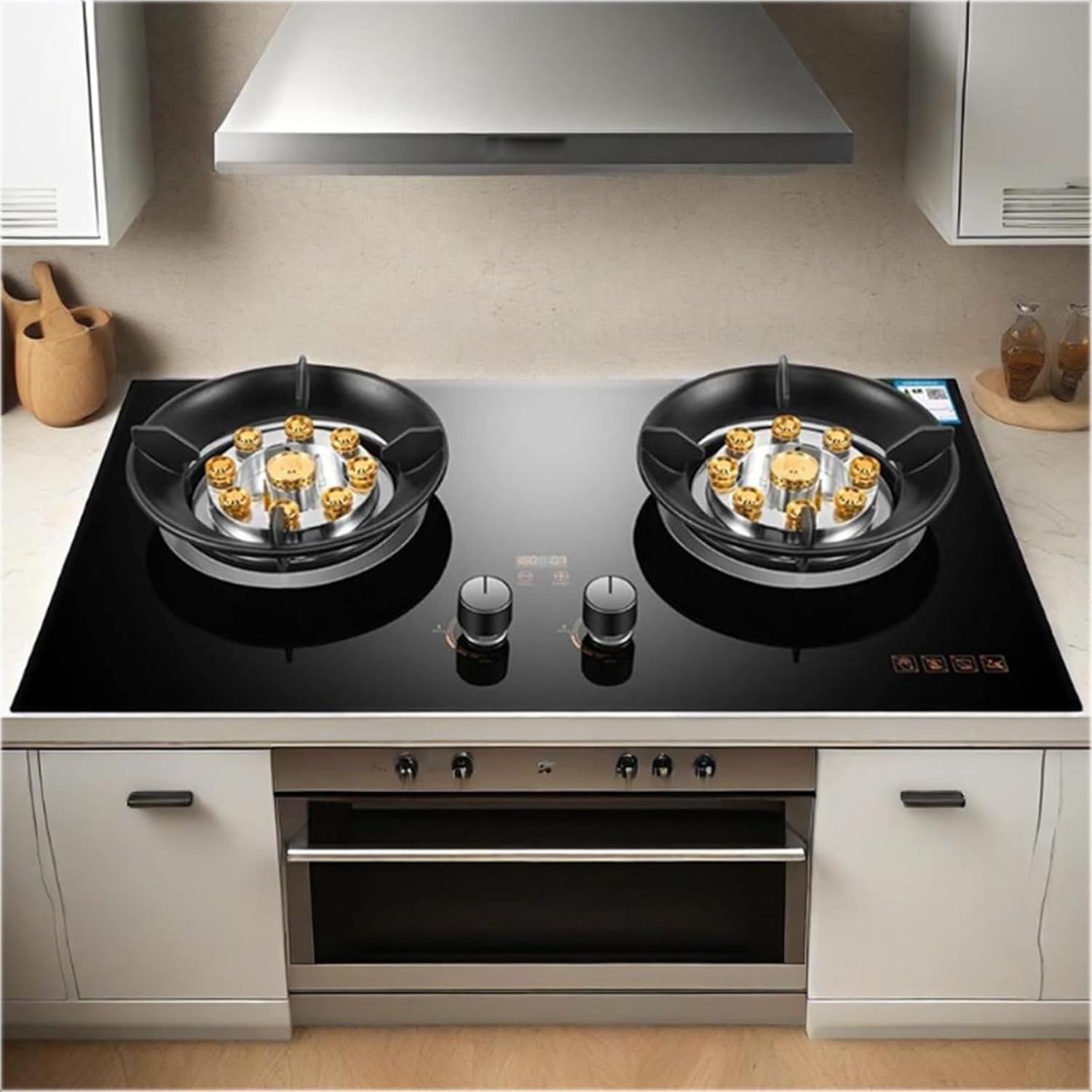 Portable Gas Cooker - 2 Burner Tempered Glass Stove, Camping Kitchen with Timer Function, Auto Ignition(LPG)(NG)