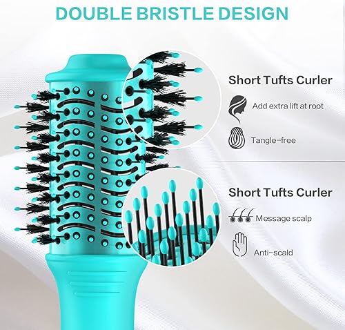 Miniatura 5 de Cepillo secador de pelo, alisador y voluminizador, cepillo secador de pelo ovalado de 2 pulgadas, revestimiento de cerámica para cabello corto a