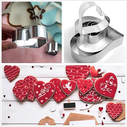 Miniatura 4 de Cortador de galletas de corazón, 5 piezas de moldes de galletas de corazón, juego de cortador de acero inoxidable para el día de la madre, día del