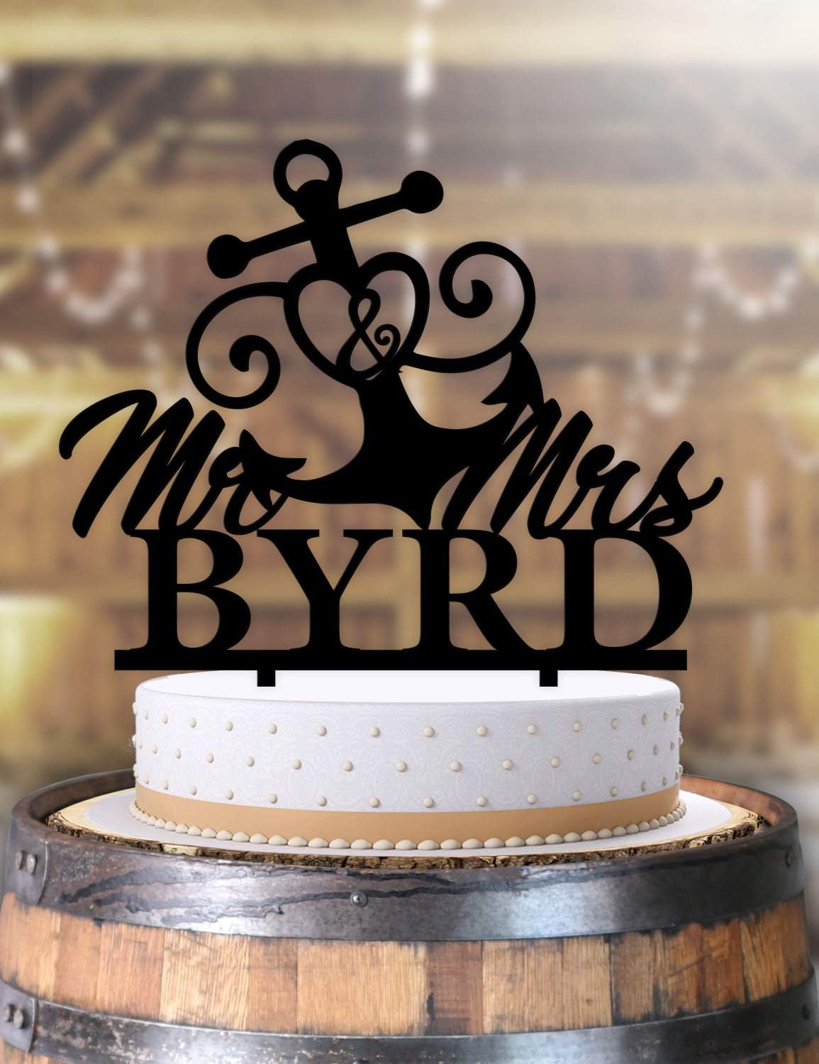 Anchor Nautical Cruise Mr and Mrs Wedding Cake Topper Personalized