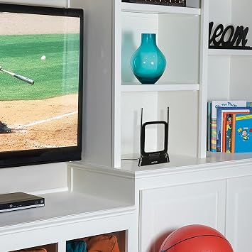 RCA ANT310Z Amplified Indoor FM and TV Antenna in Black