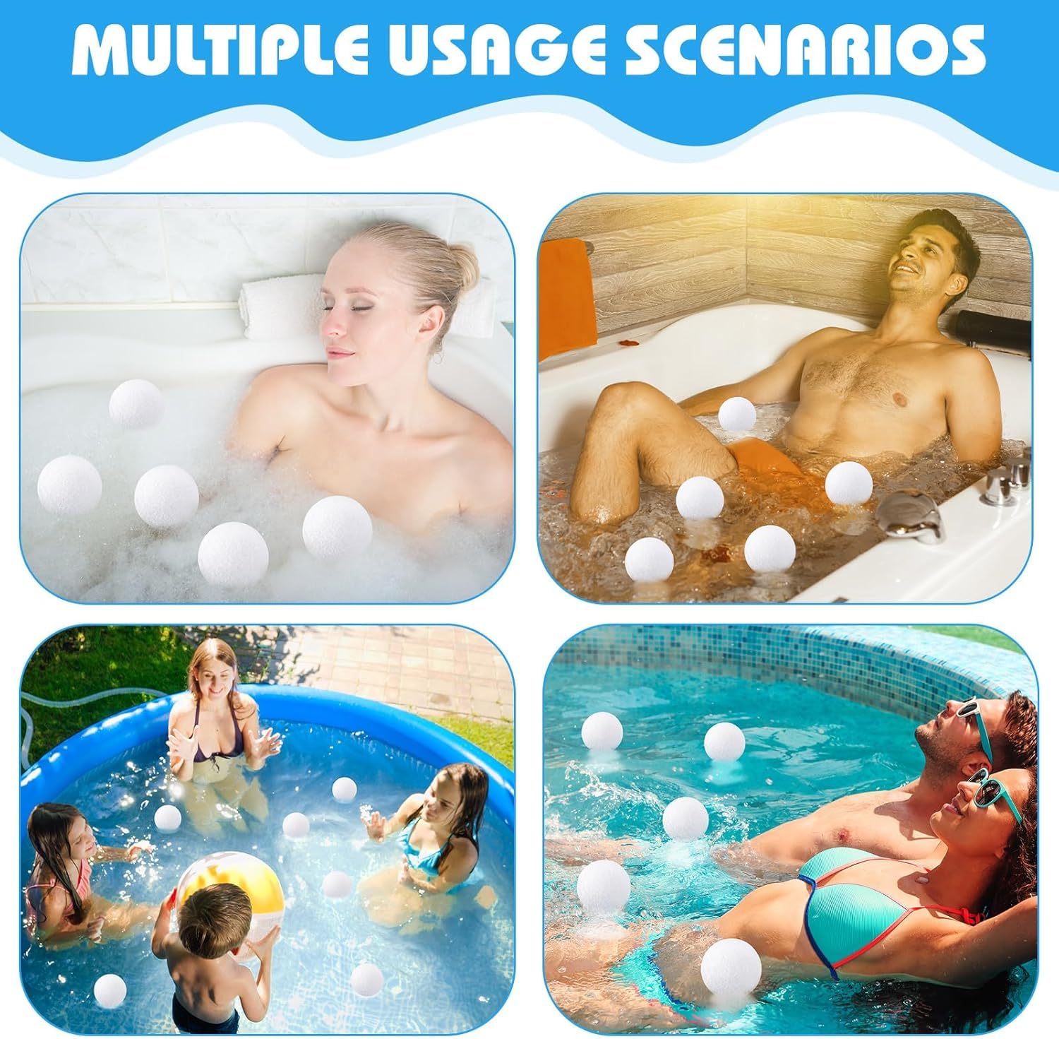 4 sztuki gąbki pochłaniającej olej, pianka pochłaniająca olej, kulki filtrujące do basenu, jacuzzi, spa