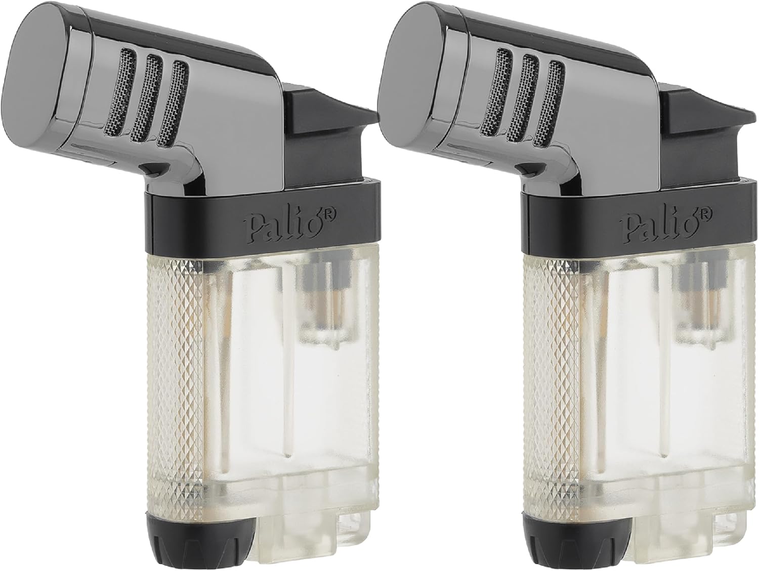 Palió Pistola Angled Double-Jet Flame Lighter (Black) Pack of 2