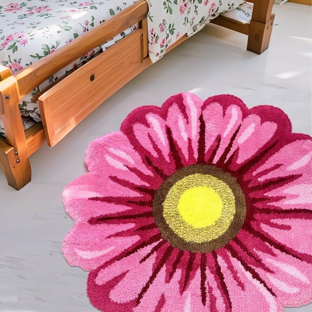 Alfombra de baño de felpa con margaritas florales y flores, felpudo de bienvenida, tapete de baño para inodoro, tapete grueso para fregadero de cocina, tapete para suelo, sofá, sentado, cojín