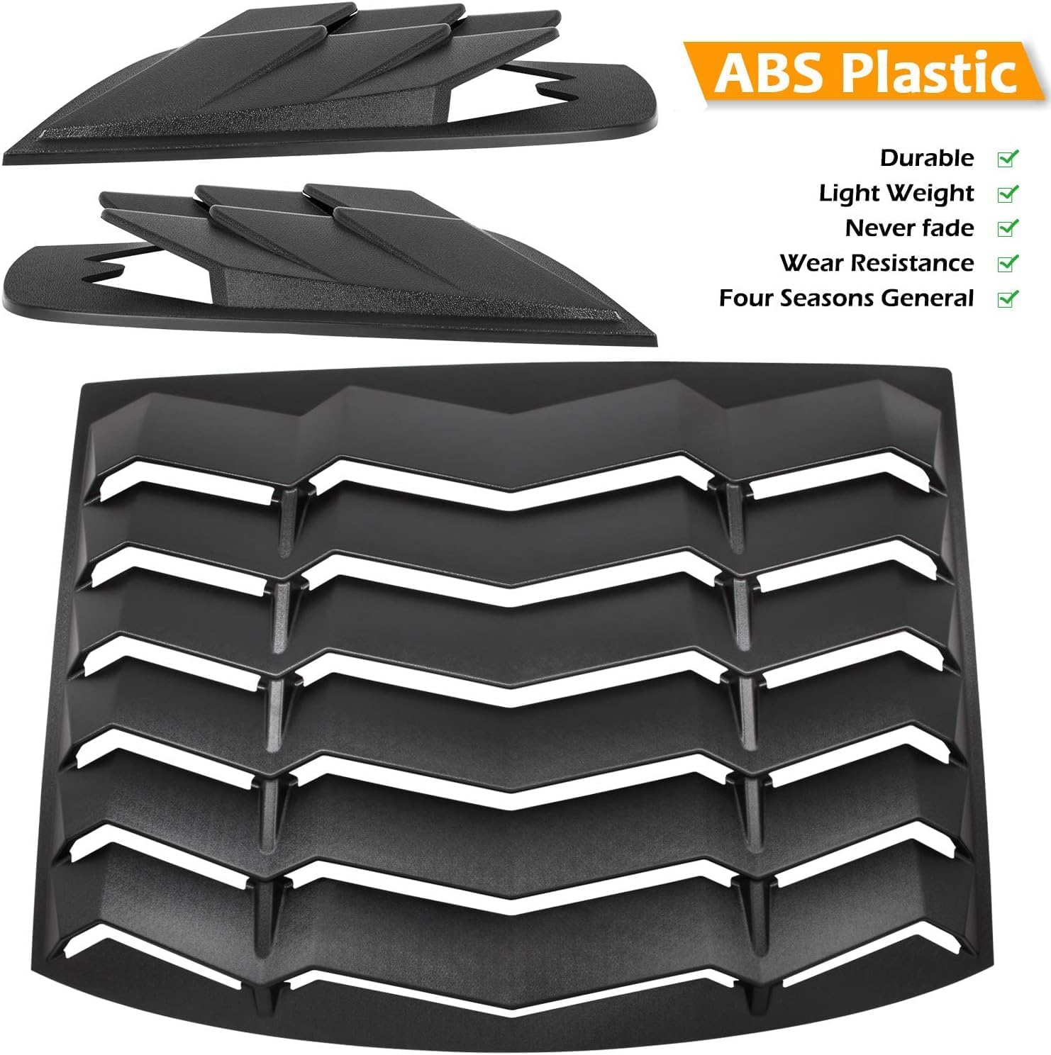 Rear Side Window Louvers for Dodge Charger 2011 2012 2013 2014 2015 2016 2017 2018 2019 2020 2021 2022 2023 Windshield Sun Shade Rain Cover GT Lambo Style ABS (Matte Black)