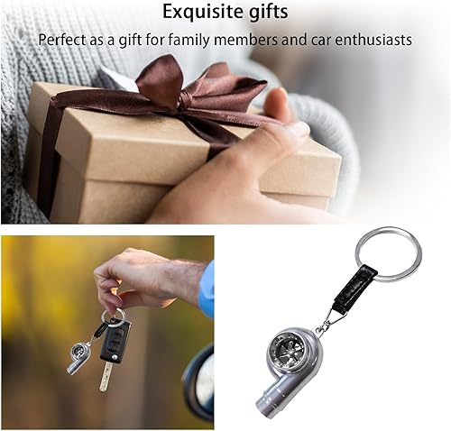 Miniatura 6 de Augeny Llavero turbo de automóvil, llavero de turbocompresor giratorio de metal creativo, llavero universal para decoración de pieza de vehículo