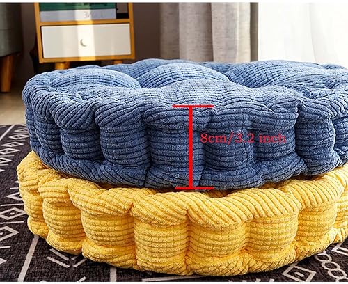 Miniatura 4 de Juego de 2 almohadas de suelo de meditación, cuadradas y redondas, para adultos, cojín de pana copetuda para balcón, exterior, tatami y sala de