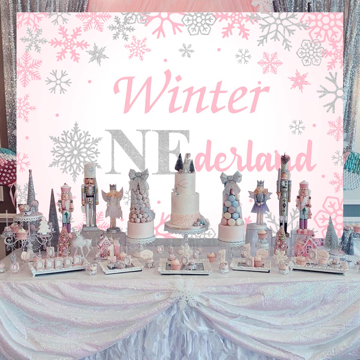 Roaring Good Time decorazioni per torta fiocco di neve rosa decorazioni per torte invernali onederland fiori palle cake topper per la decorazione di