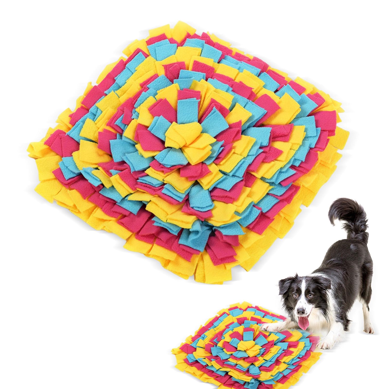 Megcdtr Snuffle Mat for Dogs, Dog Food Sniffing Feeding Mat, Dog Snuffle Mat for Slow Feeding Training, Foraging Skills Mental Stimulation and Boredom, Play Mats Puzzle Toys (35x35cm)
