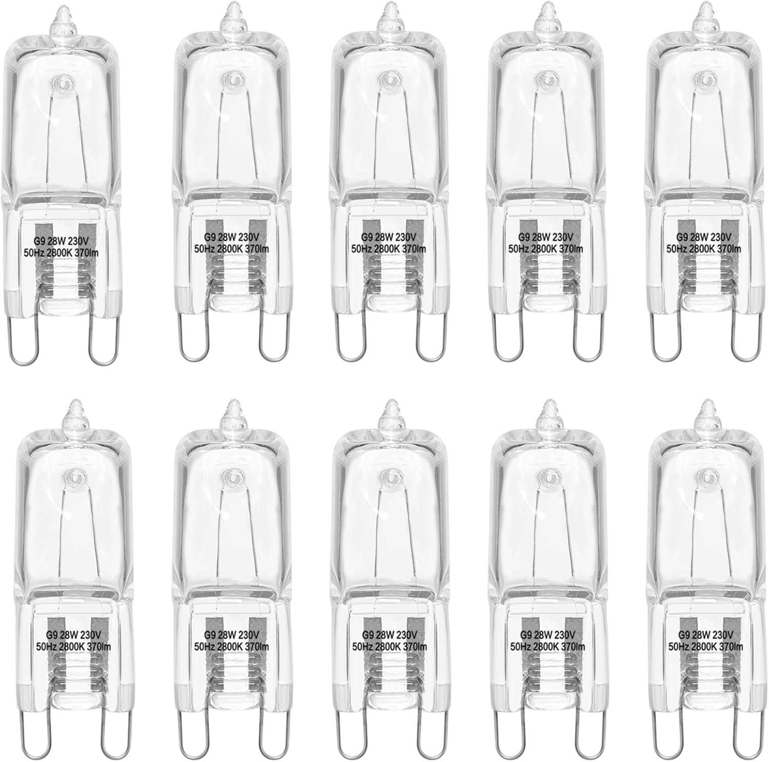 10pack G9 Halogen Light Bulbs, Dimmable Clear Capsule Halogen Bulbs 28W