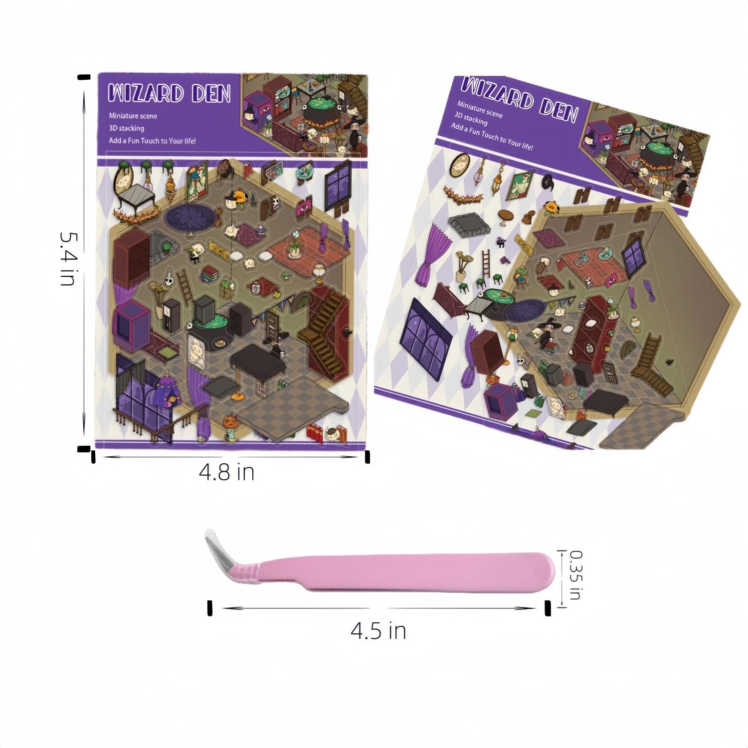 22 Set DIY 3D House Stickers with 2 Tweezers for Teens Adult Therapy Relief Stress Pass The Time,3D DIY Sticker Scene Reusable Make Your Own Miniature Shop Magic Study Room ect - Image 2
