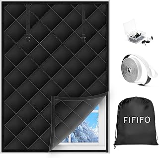 63" x 39" Thermal Window Cover,Oxford Fabric Window Cover for Winter, Window Insulation for Winter to Keep Warm, Window Insulation Kit for Home RV Basement–Black
