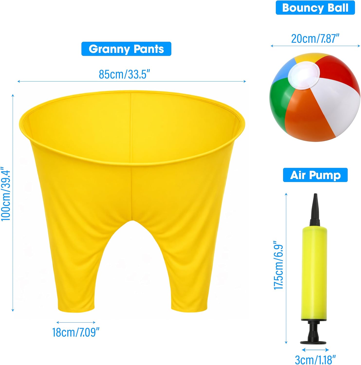 Granny Pants Yard Game for Adults 24PCS Easter Games Set with 2 Oversized Giant Pants, 20 Colorful Bouncy Balls, 2 Air Pumps for Family Groups Reunion Backyard Party, Outdoor Team Relay Tossing Game