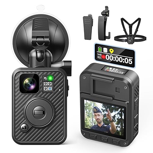 BOBLOV F2 Body Camera with Dual-Screen, 256G Body Worn Camera with Chest Vest, GPS Enabled, 2K Body Cam with Intuitive Large Button for HD Video Security Guard, Police, Delivery Recording
