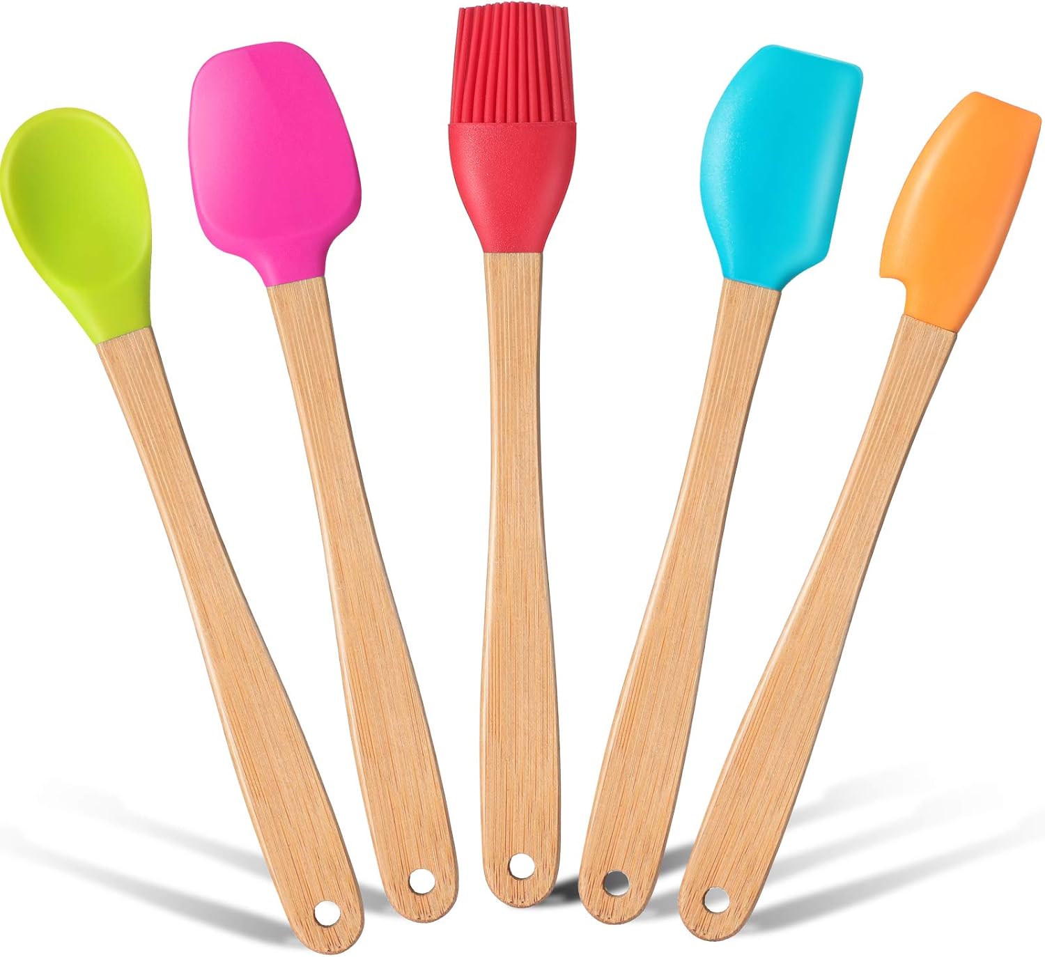 Wood Handled Mini Spatula Mini Silicone Baking Spatulas Set