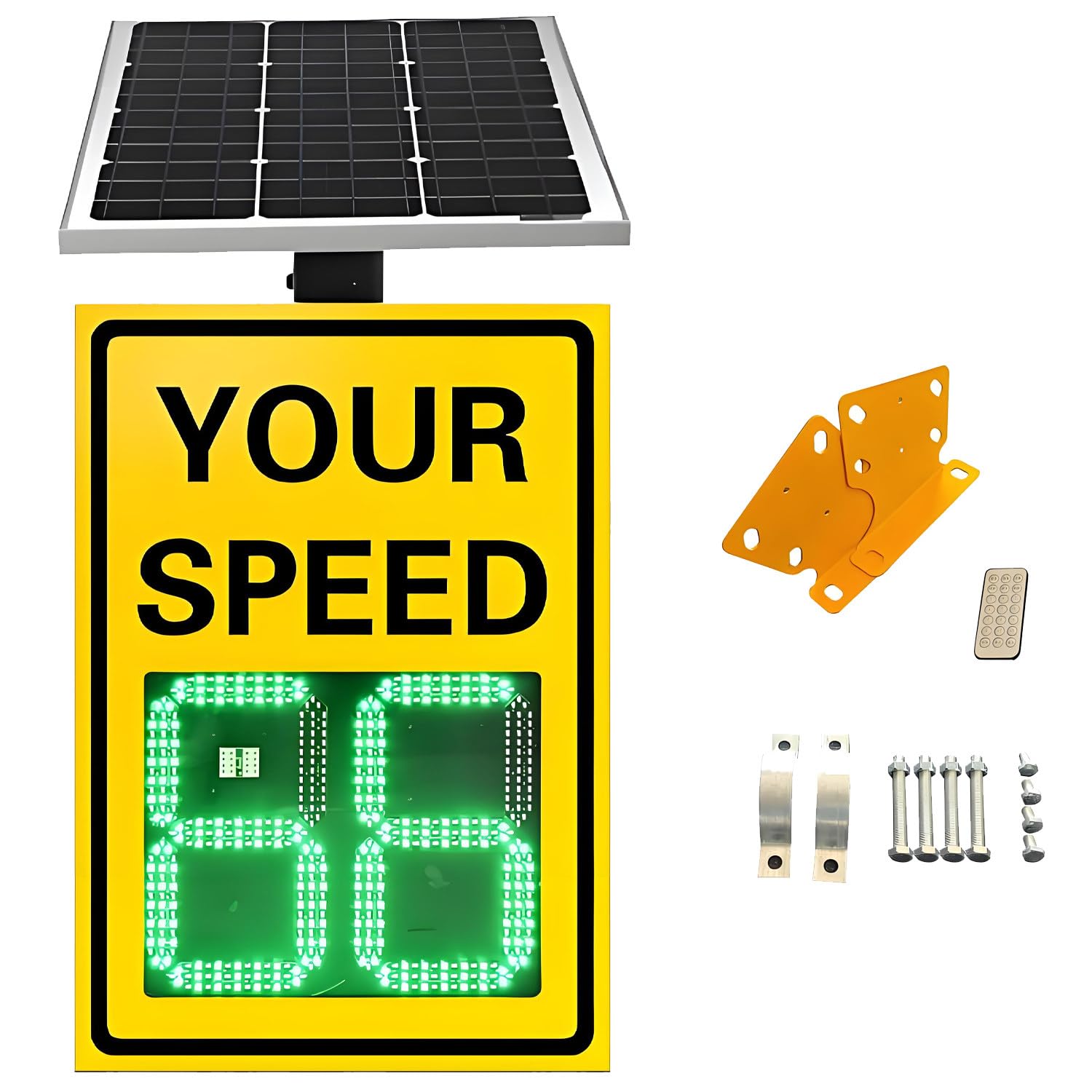 Señal de límite de Velocidad con Radar Solar para Mayor Seguridad Vial White-24 * 35in | Señal LED de radar de 20" x 28" / 24" x 35" con tratamiento impermeable, incluye accesorios.