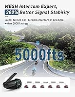 Vista 2 de Intercomunicador para casco de motocicleta, malla 3.0 y Bluetooth 5.1, 5000 pies, 6 jinetes, resistente al agua IP67, sistema de comunicación