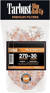 Tarbust Slim Disposable Cigarette Filter Tips That Remove Tar and Chemical, For Slim&Roll-ups, Bulk Economy(270 Filters+30 Adapters to convert to Super Slim), (540 Filters+60 Adapters to convert to Super Slim+2 Free Travel Cases)