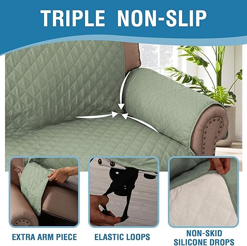 Miniatura 7 de H.VERSAILTEX Funda de sofá 100% impermeable, protector de muebles para mascotas, niños, perros, gatos con respaldo antideslizante (silla, aguamarina