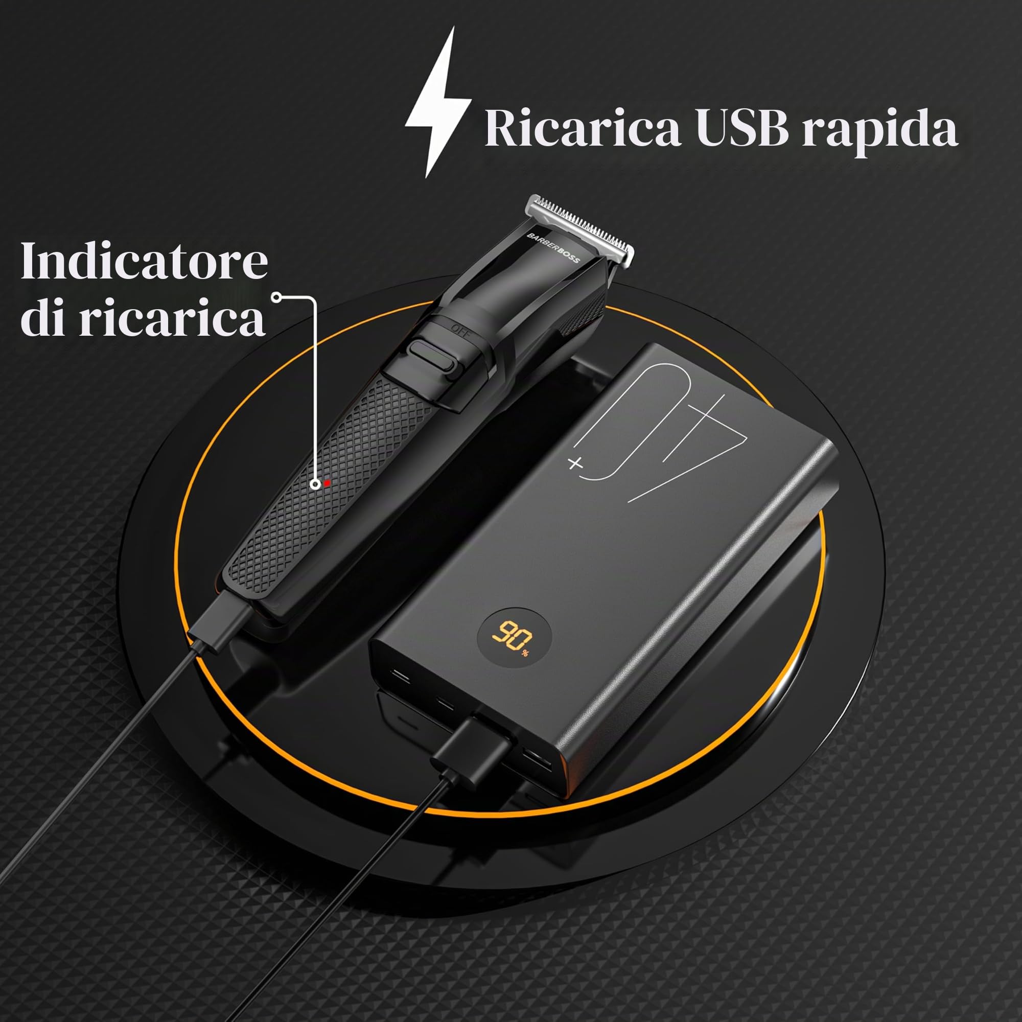 Barberboss Regolabarba da uomo, tagliacapelli versatile per tagli di precisione, kit completo per la toelettatura degli uomini, strumento per lo styling di capelli e barba, kit wireless per taglio di