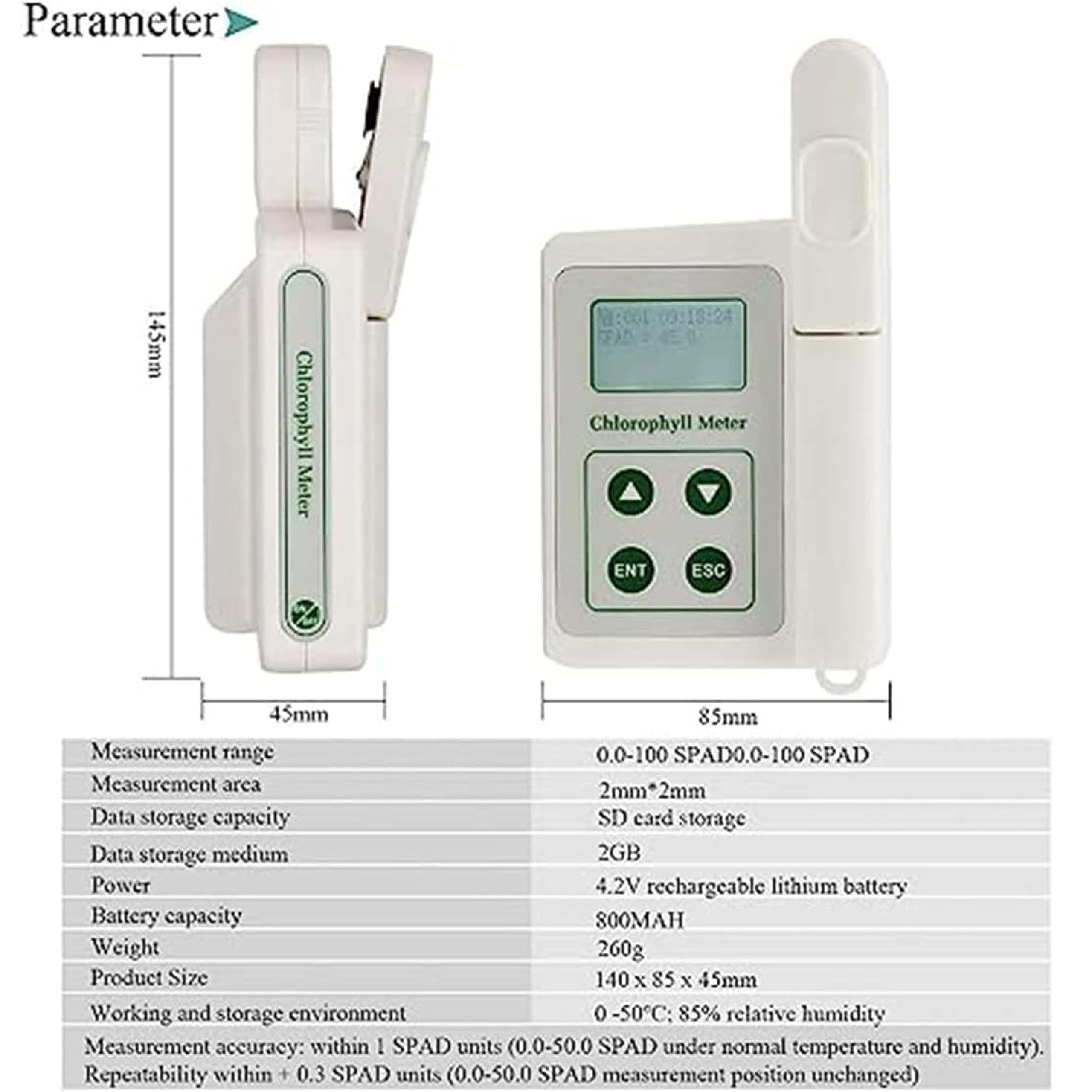 Tys-A Compteur De Chlorophylle Portable pour Tester La Chlorophylle des Plantes, Analyseur De Chlorophylle Portatif, Instrument Test De Nutrition des Plantes, Testeur De Chlorophylle
