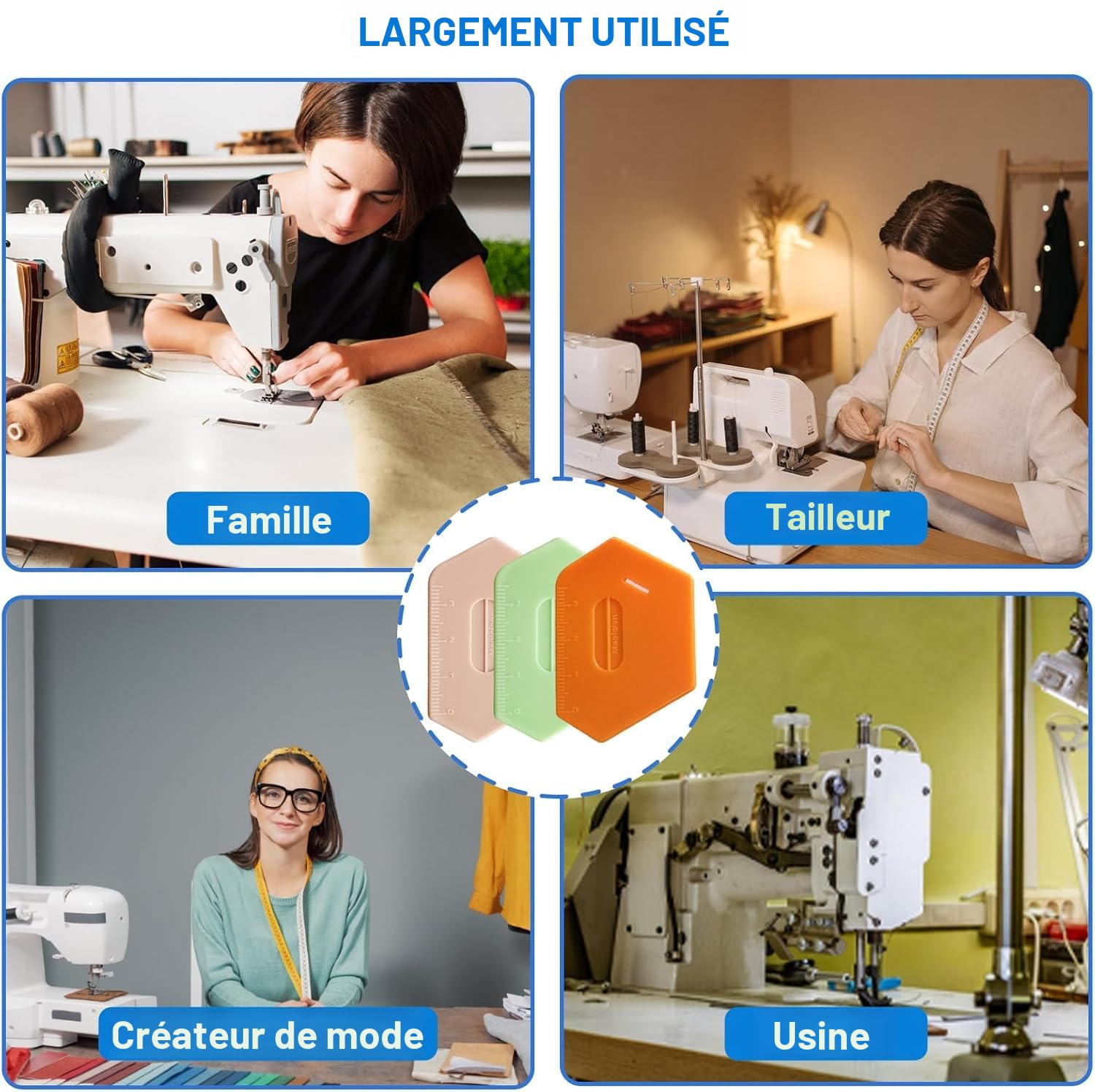 Guide De Couture Magnétique 4 Pièces - Accessoire Machine à Coudre Polyvalent Pour Tissus
