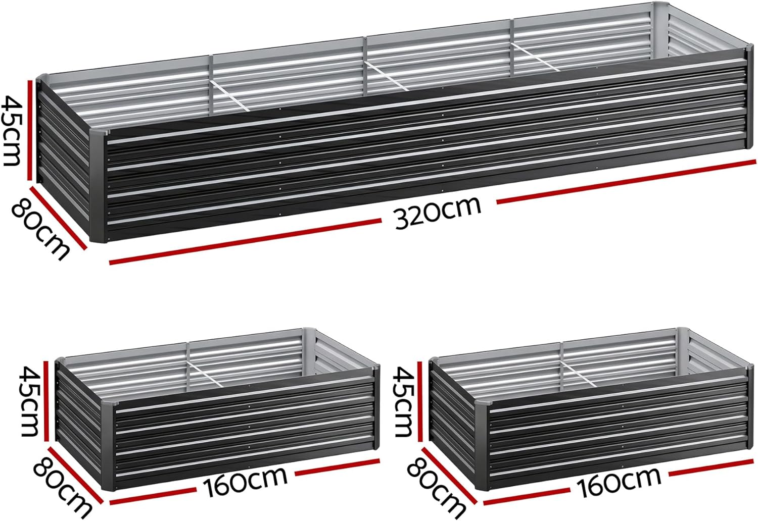 Garden Bed 320X80X45cm Planter Box Raised Container Galvanised Herb