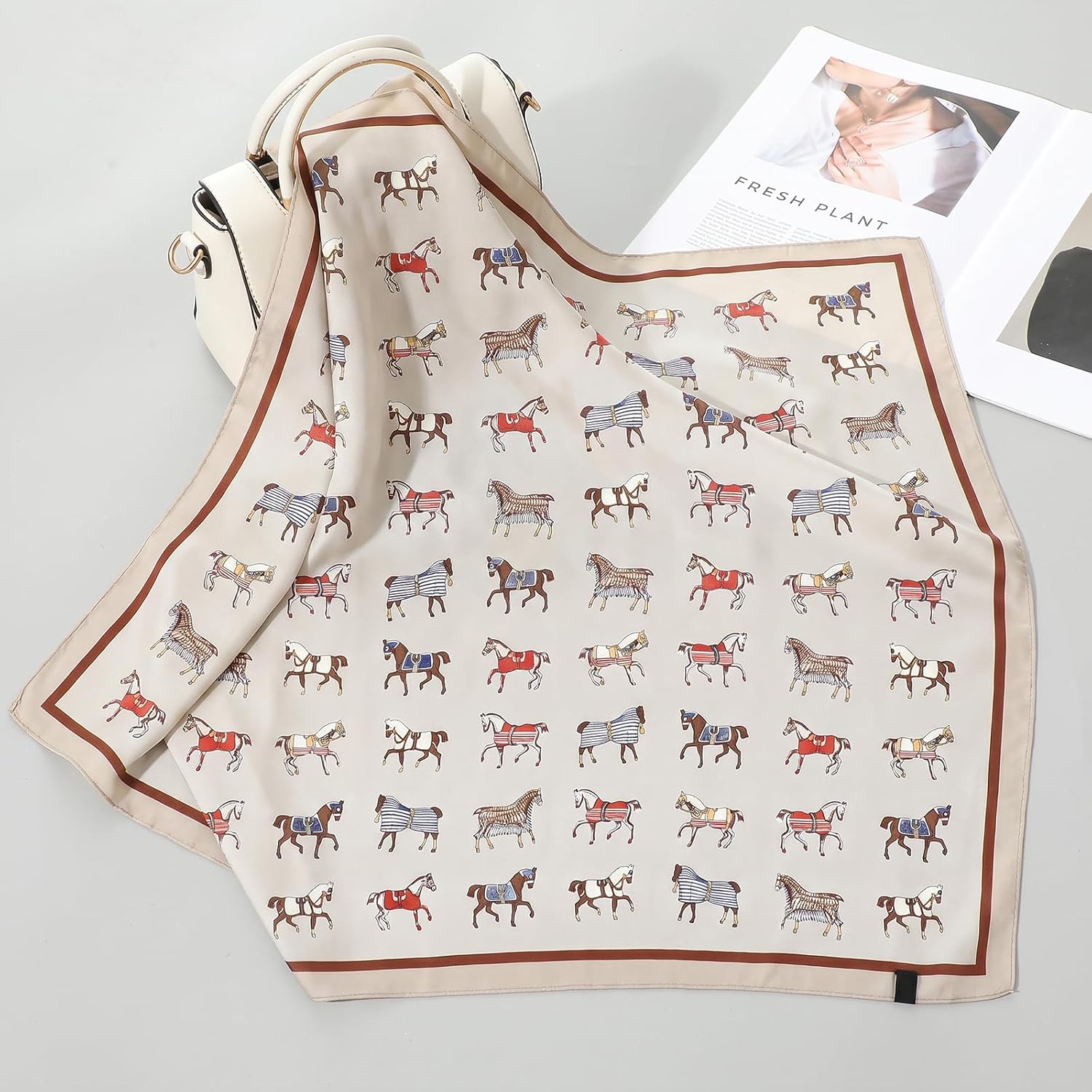 Ymapinc Colorful Western Horse Neck Scarf for Women, Square Silk Wrap, Horse Printed Bandanas Soft Head Scarf for Women
