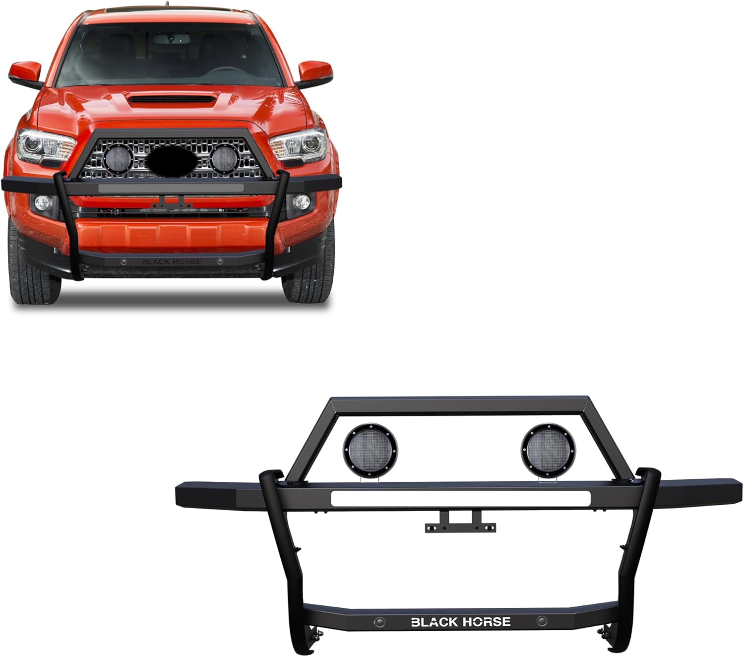 Black Horse Rambler Grille Guard Kit Modular Black Compatible with 2005-2023 Toyota Tacoma-RAGT01-PLFB