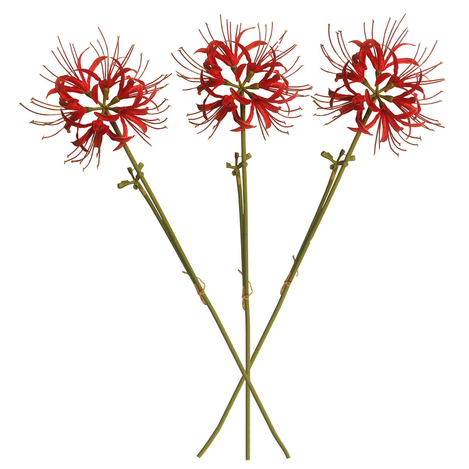 Calcifer 3 Stems Red Spider Lilies Artificial Flowers Lycoris Bulbs (Red)