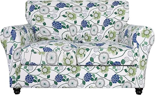 Miniatura 75 de SearchI Funda Elástica para Sofá con Estampado Fundas para Sofá, Patrón Floral Funda para Sillón de 2 Piezas con Funda de Cojín de Silla Separada,