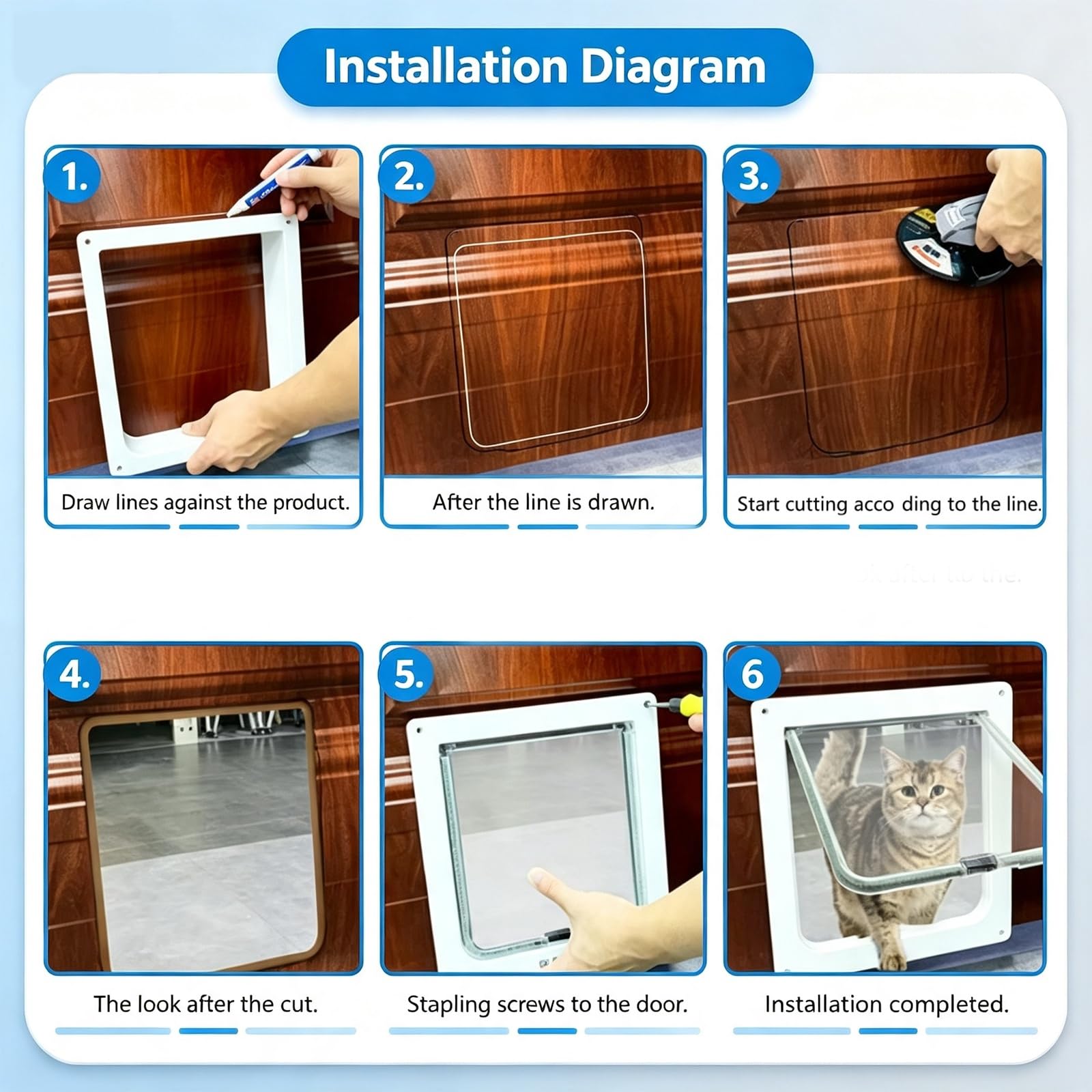 Puerta para Gatos con Microchip Selectiva | Solo sus gatos permitidos. 4 collares sensores + 1 control remoto para varios gatos(Brown,4 chips)