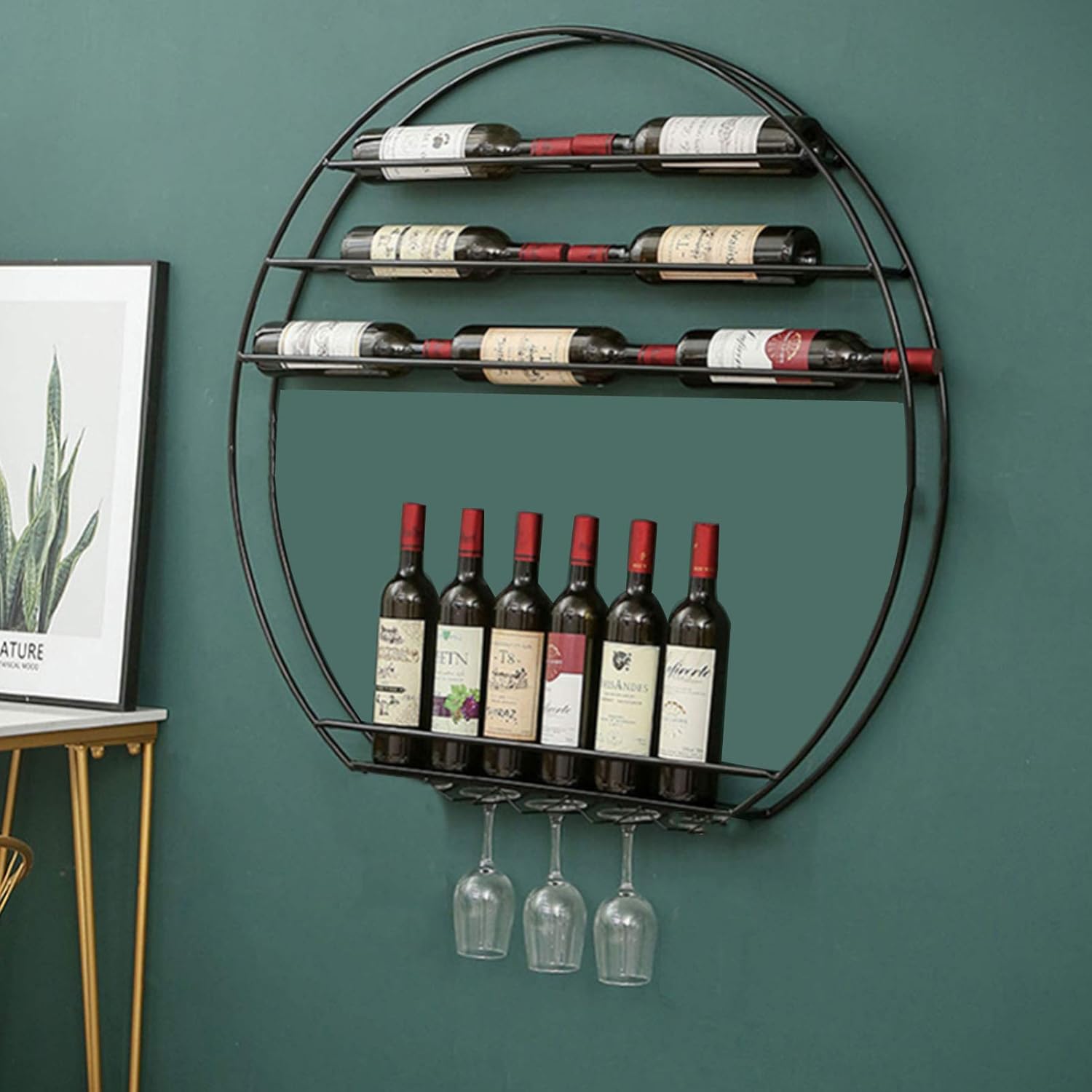 CGF Mounted Wine Racks Iron Round Wall Mounted Wine