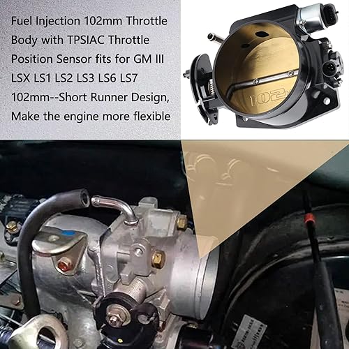 Miniatura 6 de BAGARAATAN Conjunto de cuerpo del acelerador de 4.016 in + sensor de posición del acelerador TPS IAC compatible con Chevy LSX LS LS1 LS2 LS7 (negro)